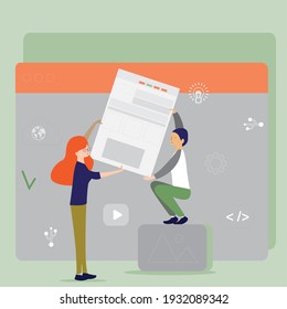 two people build a website