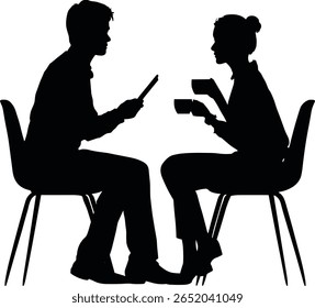 Two People in Business Conversation Silhouette