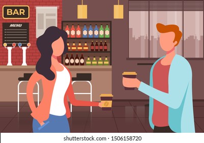 Two people characters colleague drinking coffee. Vector flat graphic design cartoon illustration