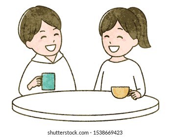 two people is chatting with drinks