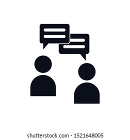 Two people chatting, speaking, conversation icon on white background illustration EPS Vector