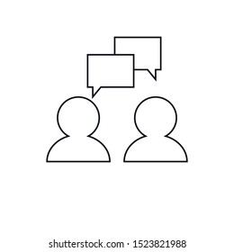 Two people chatting, talking, communication icons outline isolated on white background EPS Vector