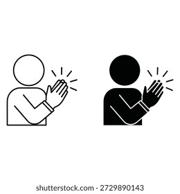 Dos personas aplaudiendo manos con efectos de chispa en la celebración de estilo de línea en blanco y negro