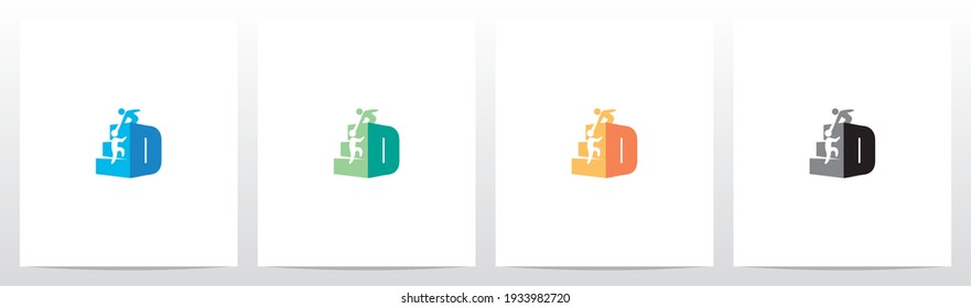 Two People Climbing Letter Logo Design D