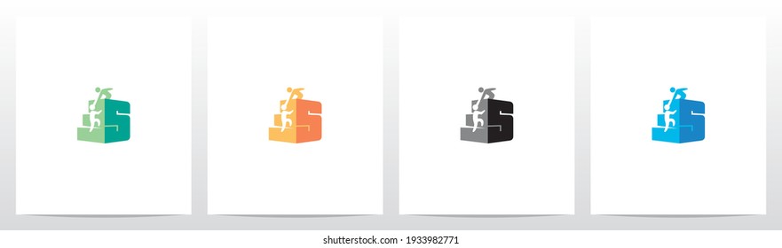 Two People Climbing Letter Logo Design S