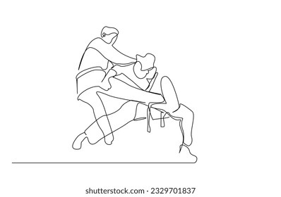 two people close combat karate taekwondo aikido fight practice sport line art