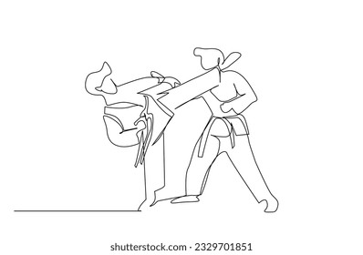 two people close combat karate taekwondo aikido fight practice sport line art