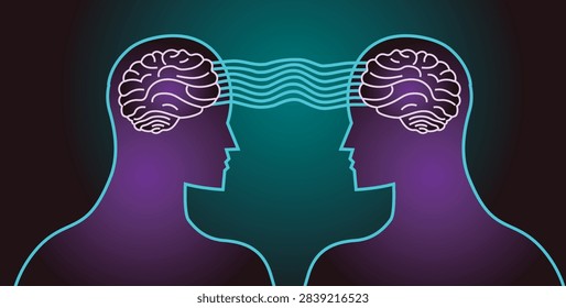 two people communicating telepathically through their brains