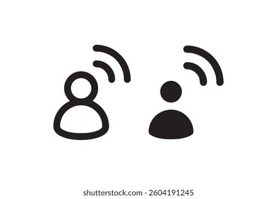 Two people communicating wirelessly icon Vector