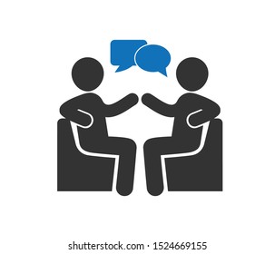 Two people are communication each other set on the sofa vector icon