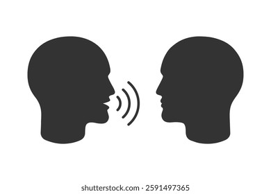 Two people communication graphic icon. Persons talking isolated sign on white background. Vector illustration