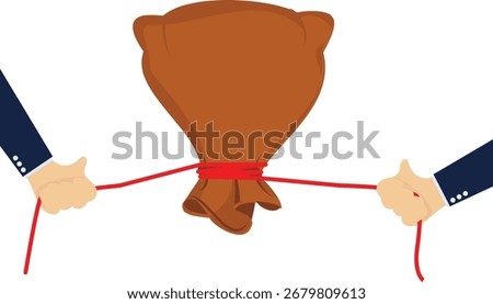 Two people compete for wealth in a tug of war

