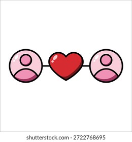 Duas pessoas conectadas pelo coração Ícone - Amor, relacionamento, conexão, amizade