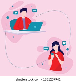 Dos personas se conectaron entre sí usando sus respectivos gadgets.