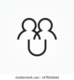 two people connected single icon vector illustration