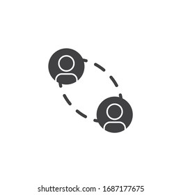 Two people connecting vector icon. Community filled flat sign for mobile concept and web design. Social network glyph icon. Symbol, logo illustration. Vector graphics
