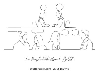 Conversación De Dos Personas Con Burbujas De Discurso Concepto De Negocio Minimalista Dibujo Continuo De Una Línea
