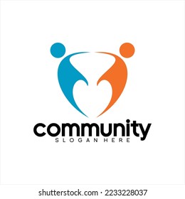 Diseño del logotipo vectorial de dos ilustraciones de cooperación.