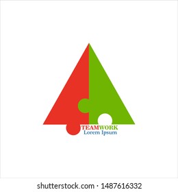Two People in Cooperation Logo Puzzle who work together to form a triangle