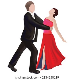 Two People Dancing Ballroom Dancing, Spitting Two, Vector