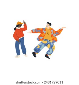two people dancing together flat illustration style 