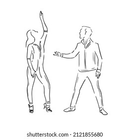 Two People Dancing. Vector Illustration Of Two People Getting Ready To Dance