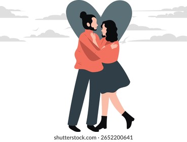 Two people deeply cherish each other, their love evident through affectionate gestures, heartfelt conversations, and mutual support. They share intimacy, trust, companionship.
