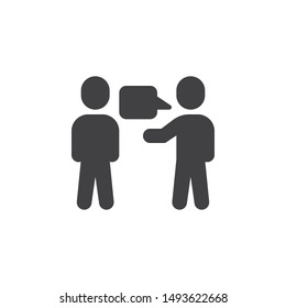 Zwei Personen mit Dialog Sprechblase, Vektorsymbol. gefülltes Flachschild für mobiles Konzept und Webdesign. Sprechende Menschen Symbol. Symbol, Logo-Abbildung. Vektorgrafiken