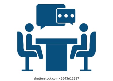 Two People Discussing Business Conversation icon. Two people icon talking at a table speech bubbles icon vector. 