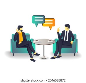 Two People Discussing Business Investment On The Sofa