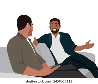 Two people discussing business investment. Flat vector illustration isolated on white background