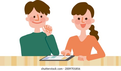 Dos personas discutiendo en una tableta