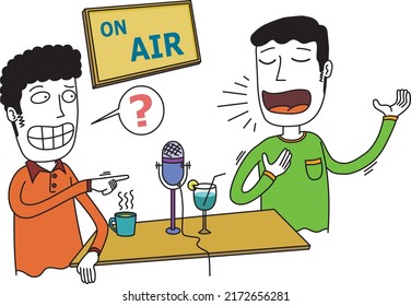 two people doing podcasting in a studio