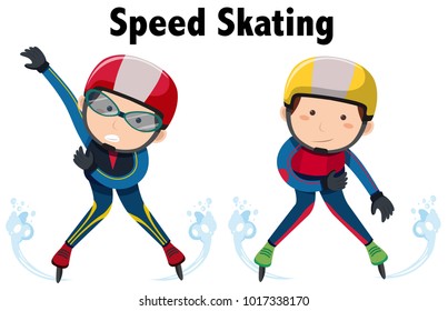 Two people doing speed skating illustration