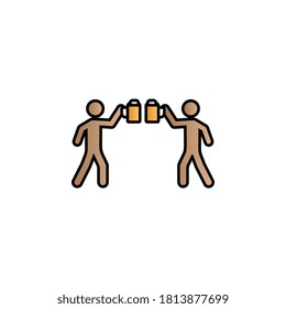 Two people drink beer color gradient vector icon