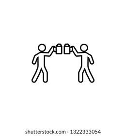 Two people drink beer icon. Simple thin line, outline vector of Saint Patrick's Day icons for UI and UX, website or mobile application