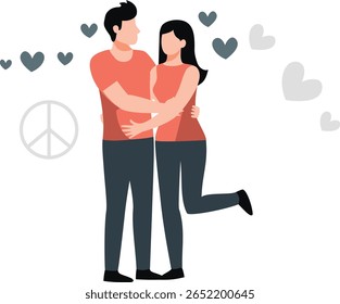 Duas pessoas se abraçam ternamente, exibindo seu afeto e amor através de um gesto sincero. Eles compartilham proximidade, intimidade, vínculo romântico.