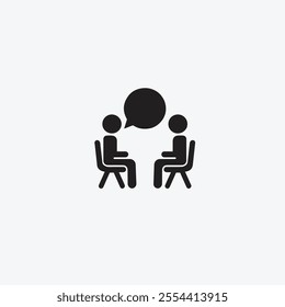 Two People Engaged in Conversation with Speech Bubble Icon