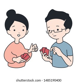 Two people enjoy a card game