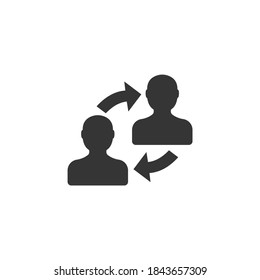 Two People Exchanging Information Icon Isolated on Black and White Vector Graphic
