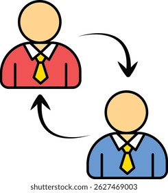 Dos personas intercambiando información ilustración