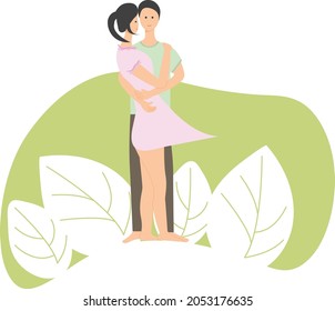 two people faling in love ,romantic moment ,vector illustration