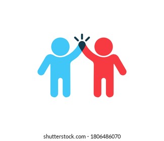 Two people give five icon. Cooperation, partnership. Teamwork business concept sign. Vector on isolated white background. EPS 10