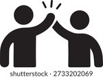 Two People Giving High Five Icon Representing Teamwork Success Partnership Collaboration Achievement and Business Celebration Vector Graphic Design Illustration