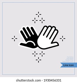 Dos personas dando un ícono de cinco. Icono de línea delgada. profesional, alineado con píxeles, Pixel Perfecto, Editable Stroke, Easy Scalablility. 8x, 256px.