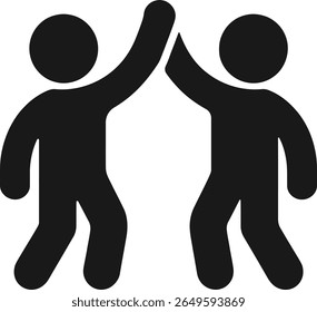 Two people giving a high five in a simple modern black silhouette style