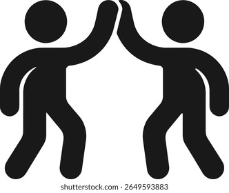 Two people giving a high five in a simple black silhouette style