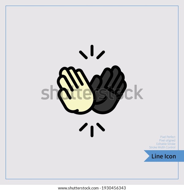 Two people giving a high five icon. Thin line\
icon. professional, pixel-aligned, Pixel Perfect, Editable Stroke,\
Easy Scalablility. 8x,\
256px.