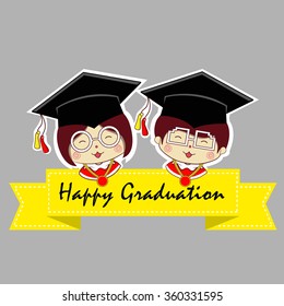 Two People graduates Character Design Vector