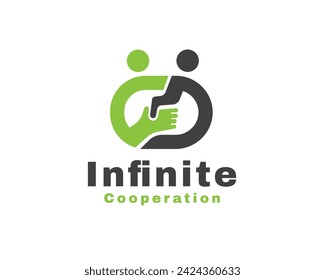 Zwei Personen Handshake Infinity Collaboration Logo Symbol Symbol Design Vorlage Illustration Inspiration